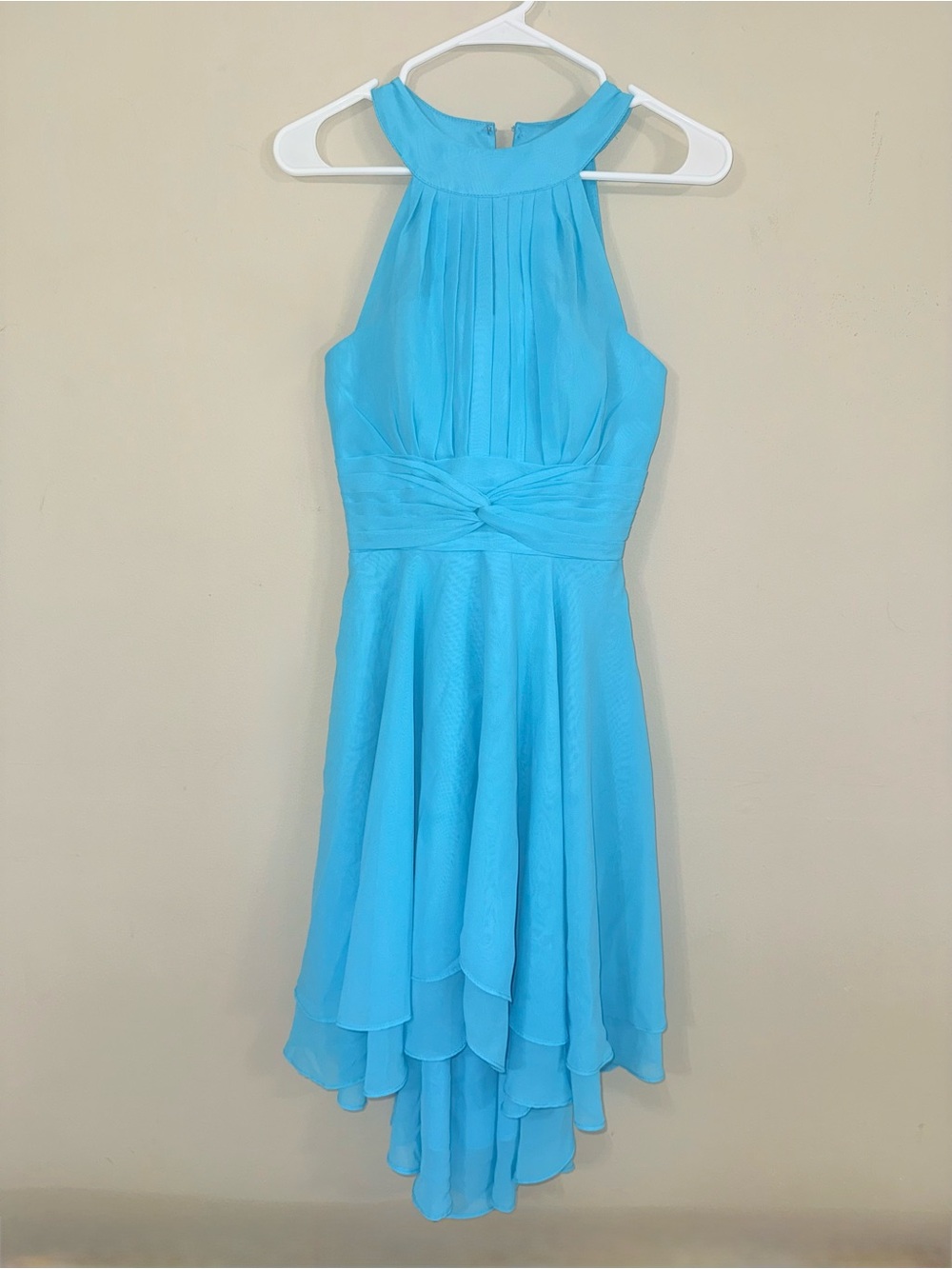 Aqua Halter High-Low Chiffon Dress